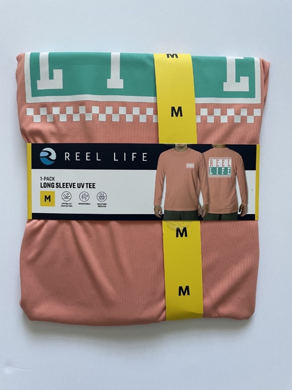 Coral - REEL LIFE - Men's Long Sleeve Lightweight UV Tee Size MED - UPF 50+ NWT